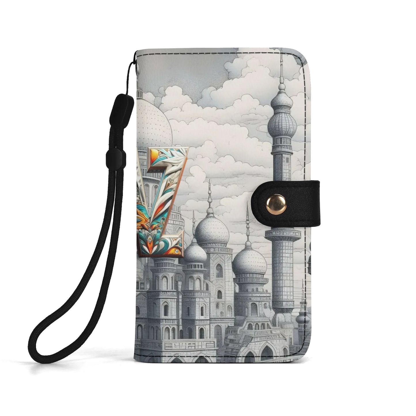 Funda con tapa de cuero sintético DAZ marrón para teléfono