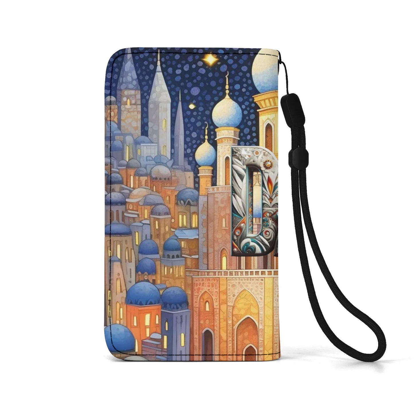 Funda con tapa de cuero sintético DAZ marrón para teléfono