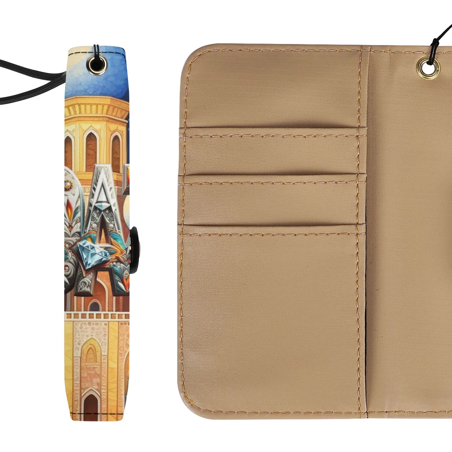 Funda con tapa de cuero sintético DAZ marrón para teléfono