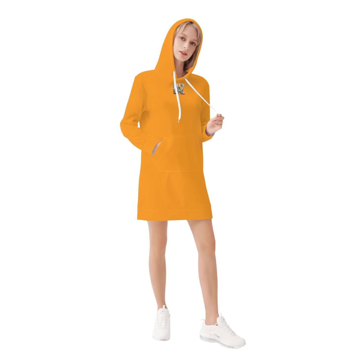 Vestido DAZ con capucha y estampado integral de terciopelo cálido para mujer