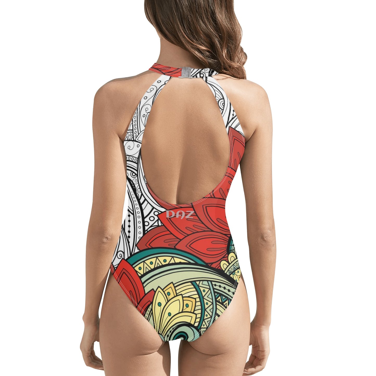 Traje de baño DAZ Luxury de una pieza con escote halter, lazo y espalda descubierta
