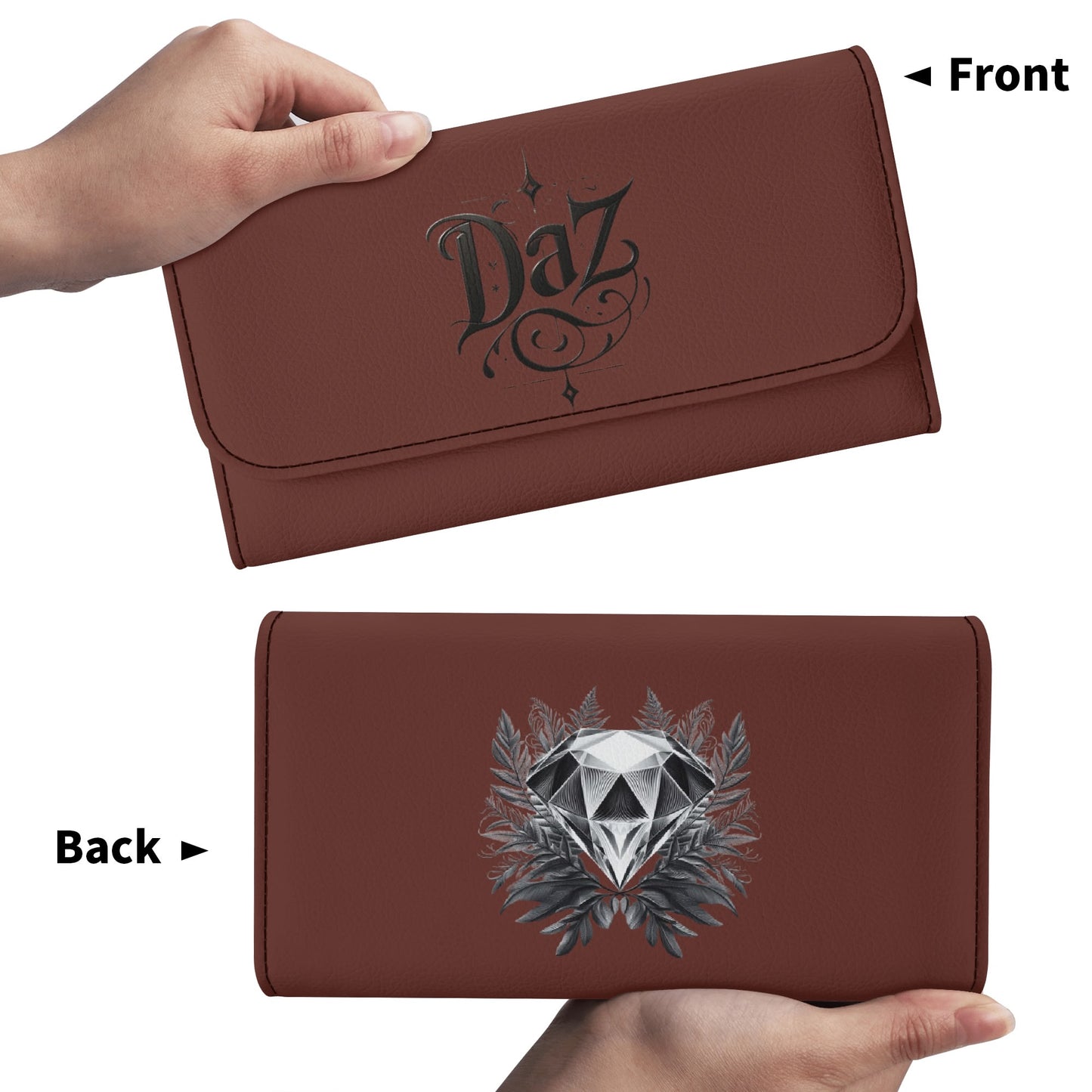 Cartera de mano larga de cuero triple DAZ Luxury