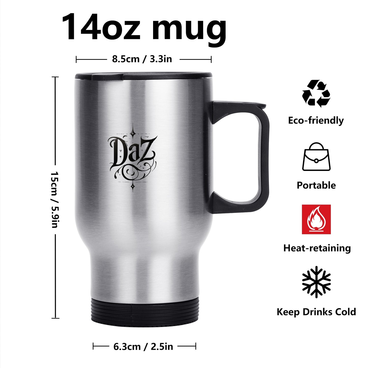 Taza de acero inoxidable DAZ Luxury (14 oz)