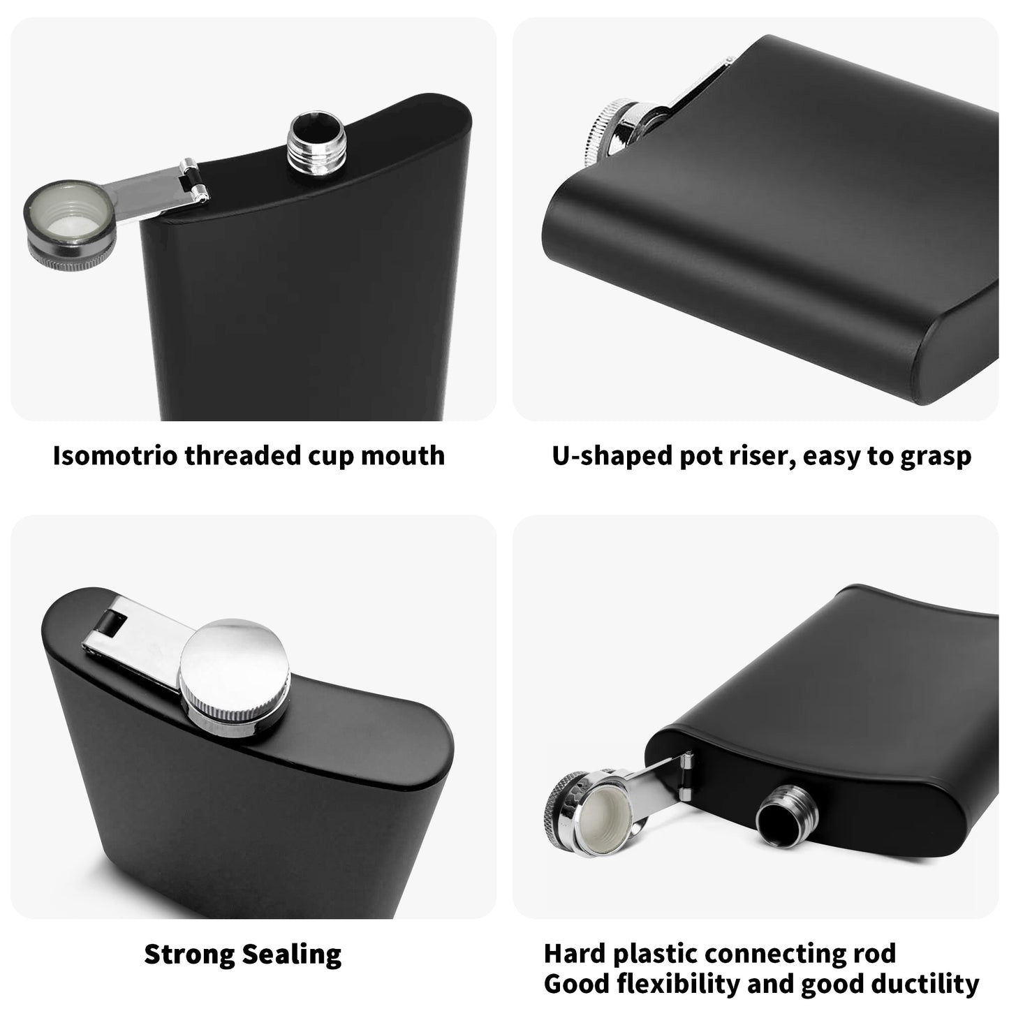 Juego de petaca personalizada de 7 oz de acero inoxidable negro DAZ Luxury con caja de regalo