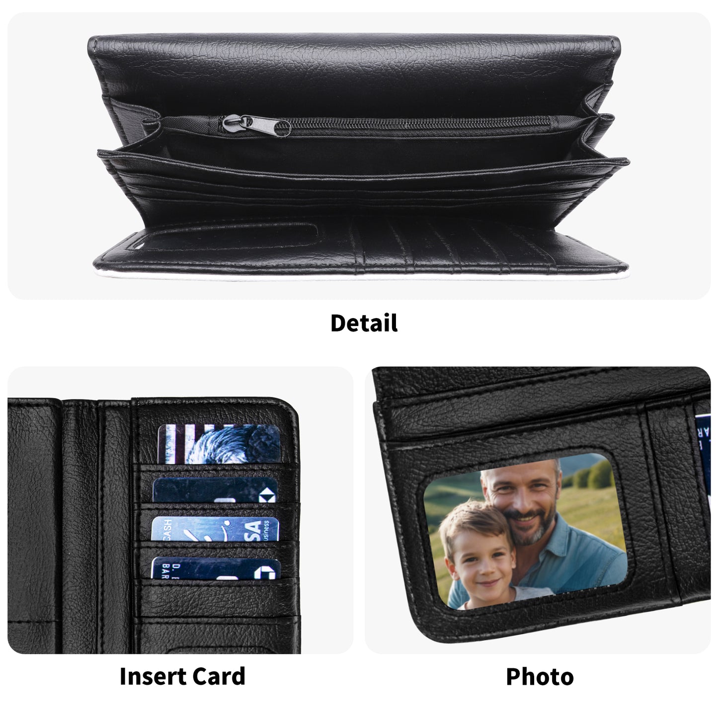 Cartera de mano larga de cuero triple DAZ Luxury
