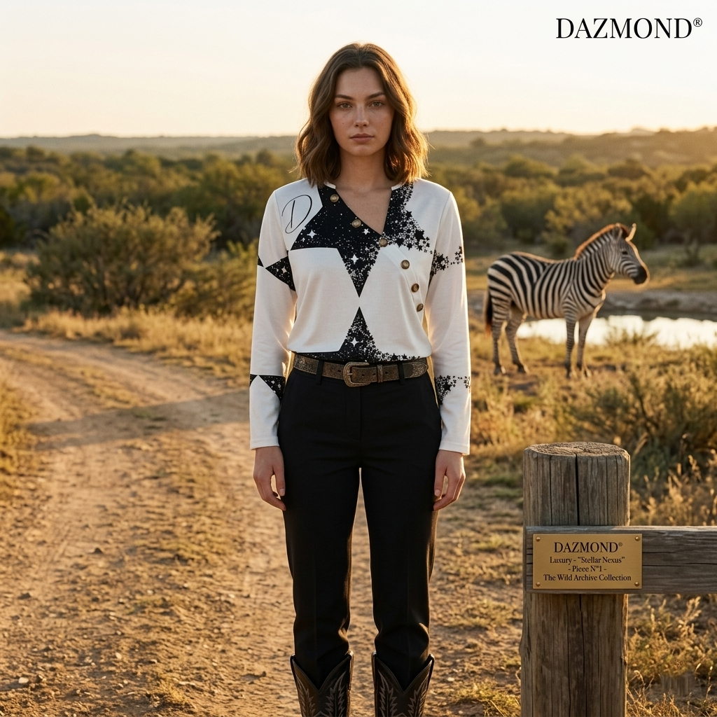 DAZMOND® Luxury "Stellar Nexus" Asymmetrical Button-Up Shirt