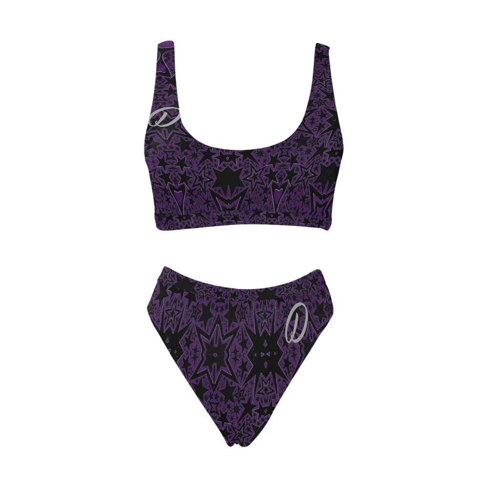 DAZMOND® Luxury "Dark Stellar" Sport Top & High-Waisted Bikini