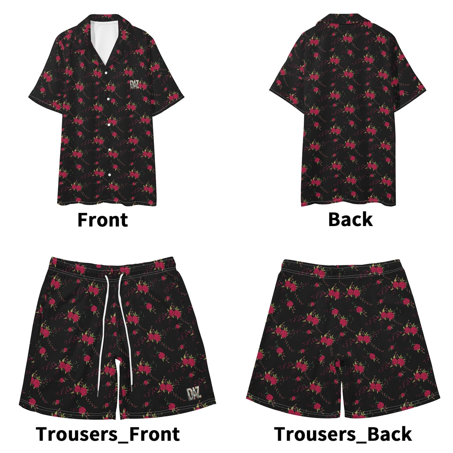 Conjunto de camisa y pantalones cortos DAZ Premium hawaianos de manga corta y corte regular para hombre