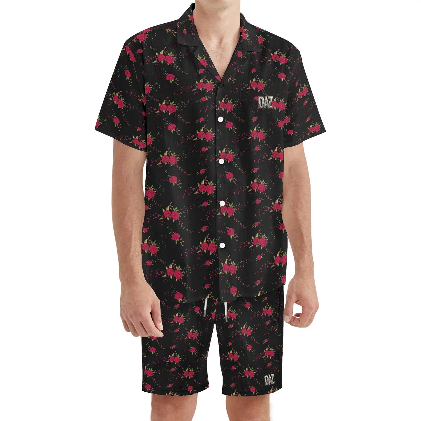 Conjunto de camisa y pantalones cortos DAZ Premium hawaianos de manga corta y corte regular para hombre