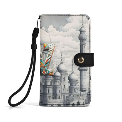 Funda con tapa de cuero sintético DAZ marrón para teléfono
