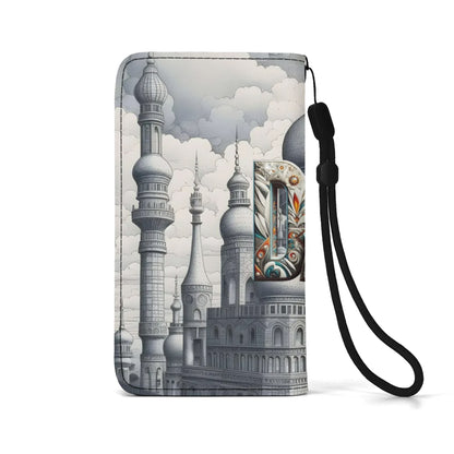Funda con tapa de cuero sintético DAZ marrón para teléfono