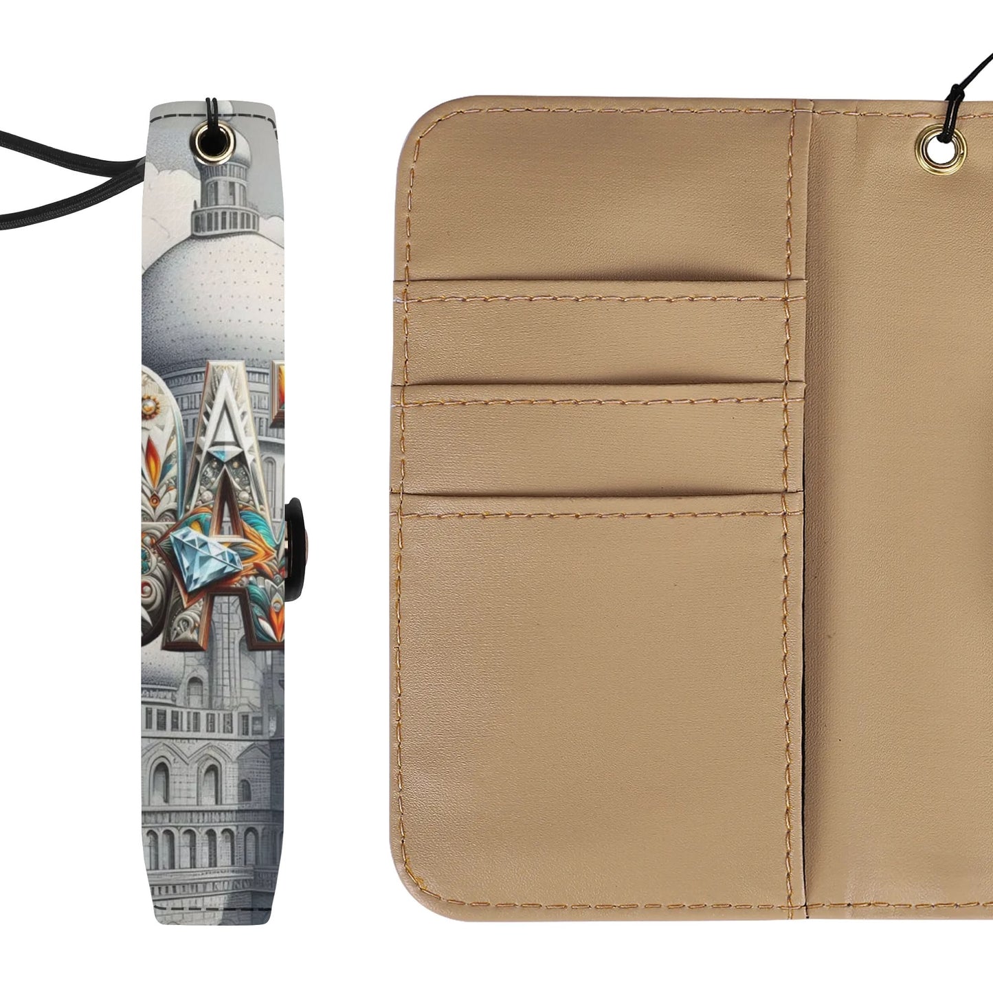 Funda con tapa de cuero sintético DAZ marrón para teléfono