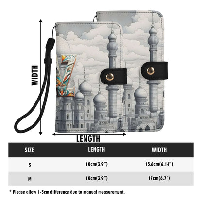 Funda con tapa de cuero sintético DAZ marrón para teléfono