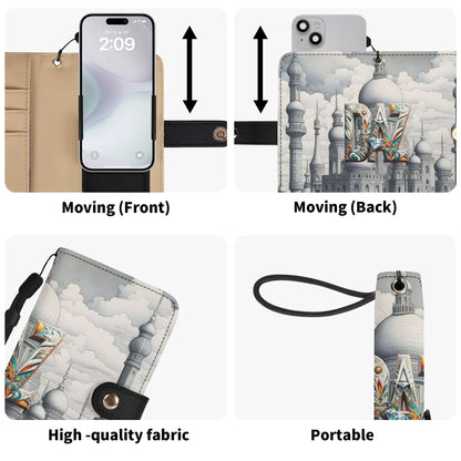 Funda con tapa de cuero sintético DAZ marrón para teléfono