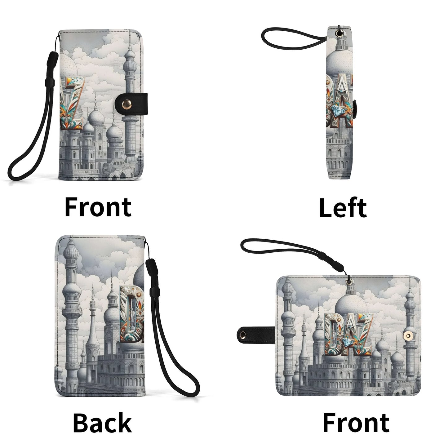 Funda con tapa de cuero sintético DAZ marrón para teléfono