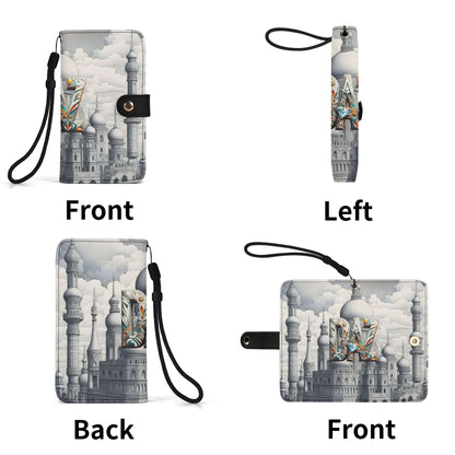 Funda con tapa de cuero sintético DAZ marrón para teléfono