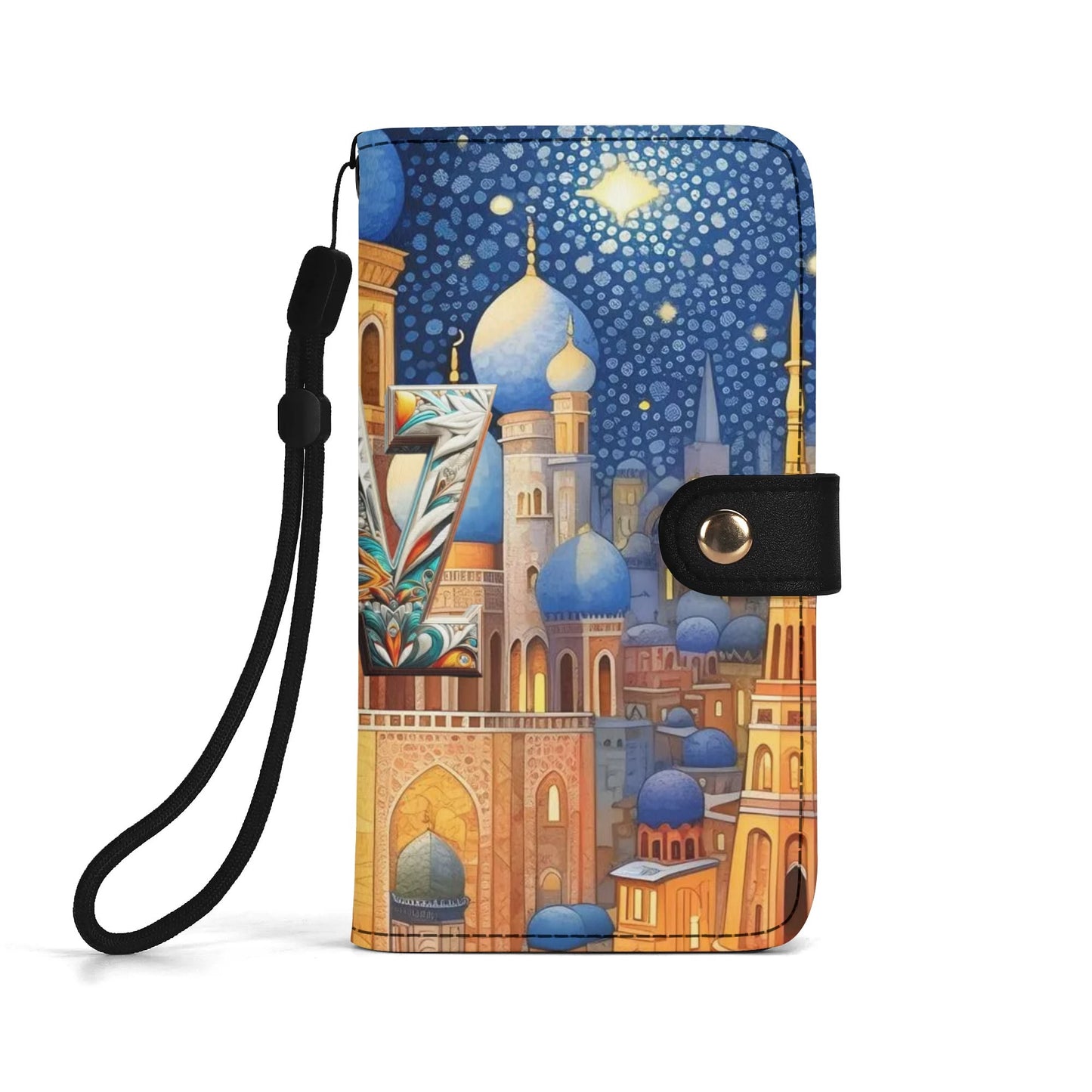 Funda con tapa de cuero sintético DAZ marrón para teléfono