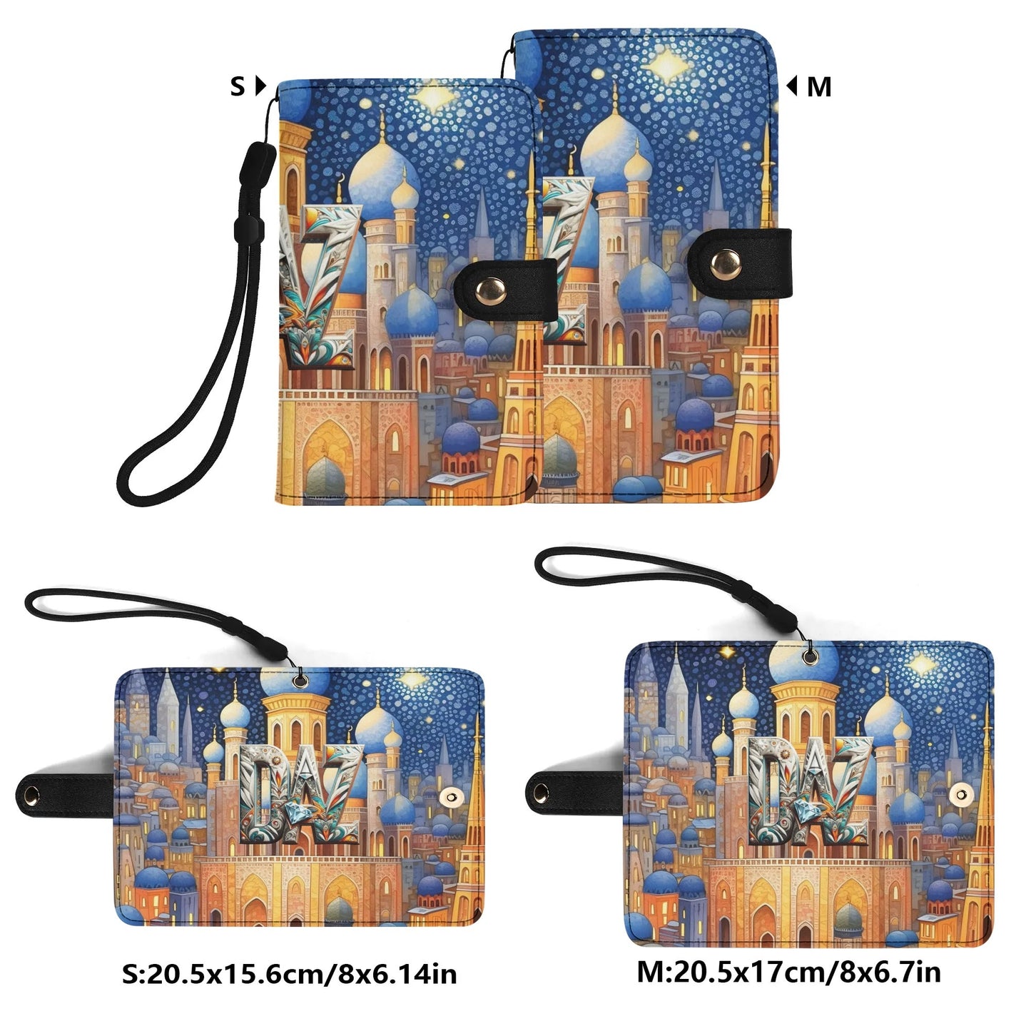Funda con tapa de cuero sintético DAZ marrón para teléfono