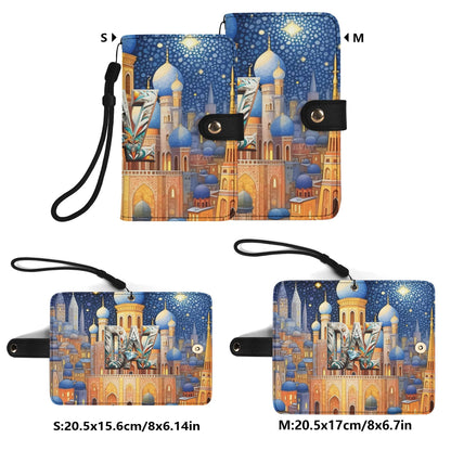 Funda con tapa de cuero sintético DAZ marrón para teléfono