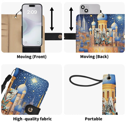Funda con tapa de cuero sintético DAZ marrón para teléfono