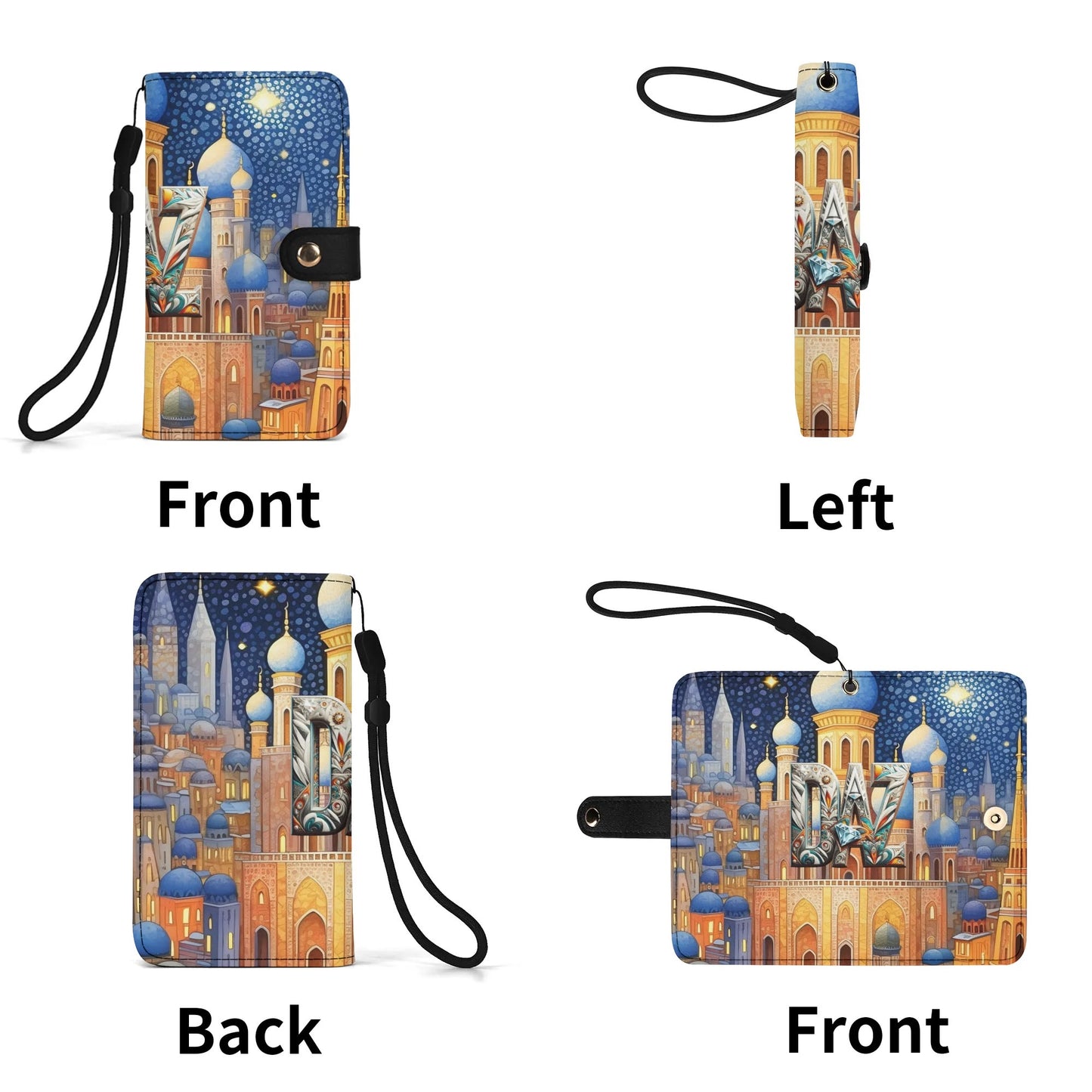 Funda con tapa de cuero sintético DAZ marrón para teléfono