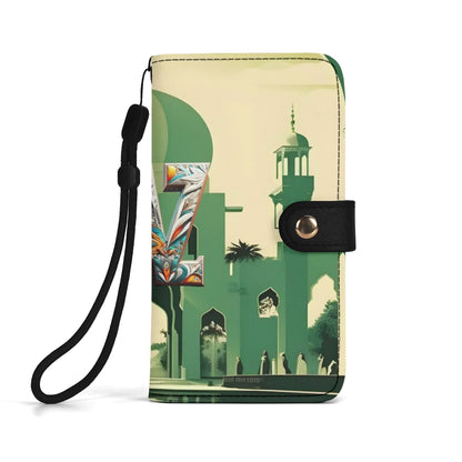 Funda con tapa de cuero sintético DAZ marrón para teléfono