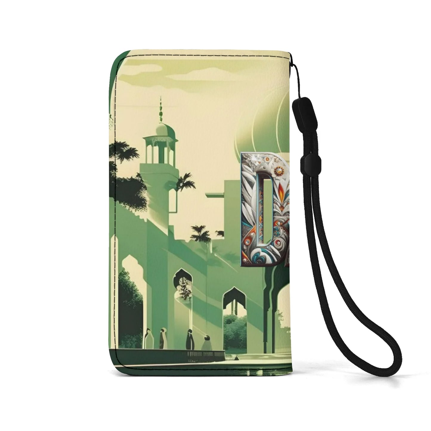 Funda con tapa de cuero sintético DAZ marrón para teléfono