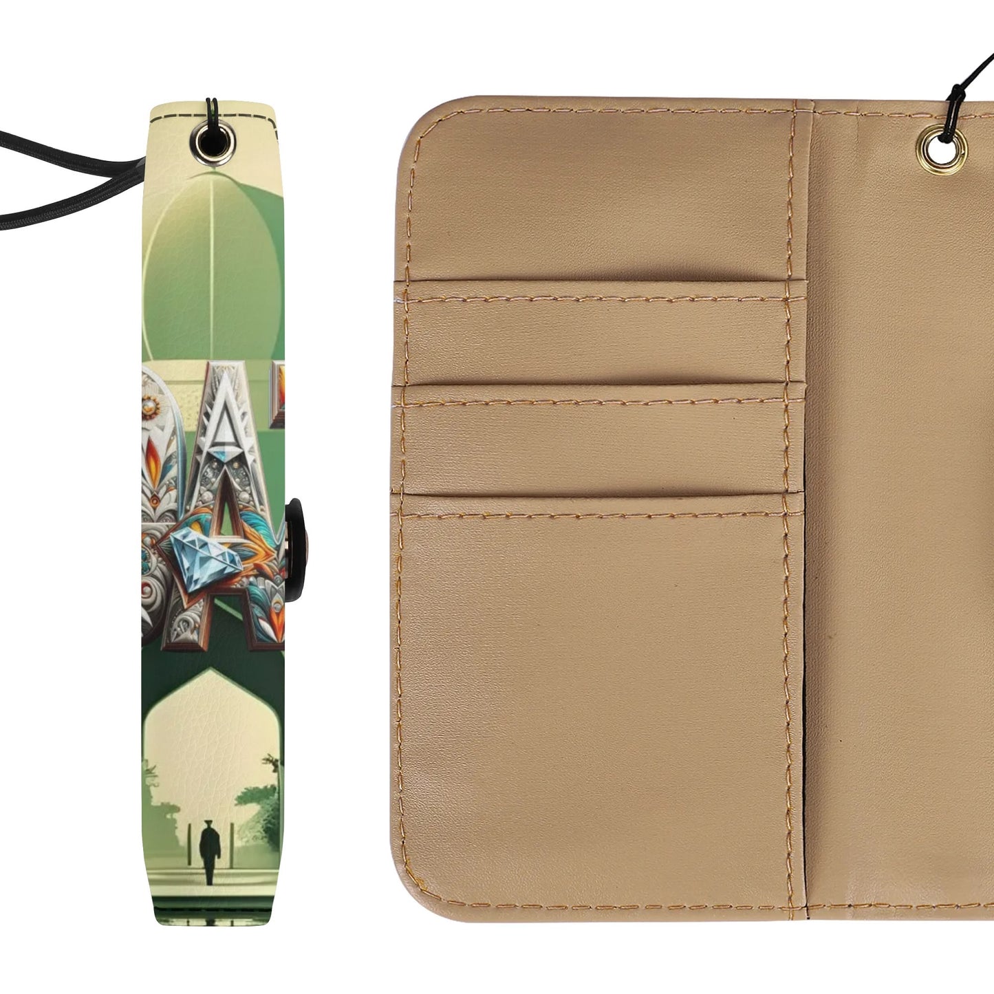 Funda con tapa de cuero sintético DAZ marrón para teléfono