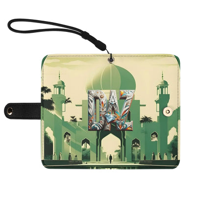 Funda con tapa de cuero sintético DAZ marrón para teléfono
