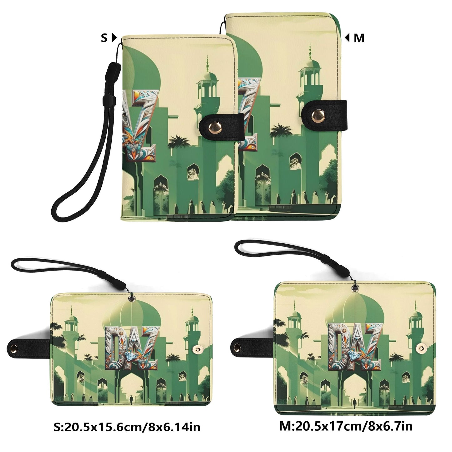 Funda con tapa de cuero sintético DAZ marrón para teléfono
