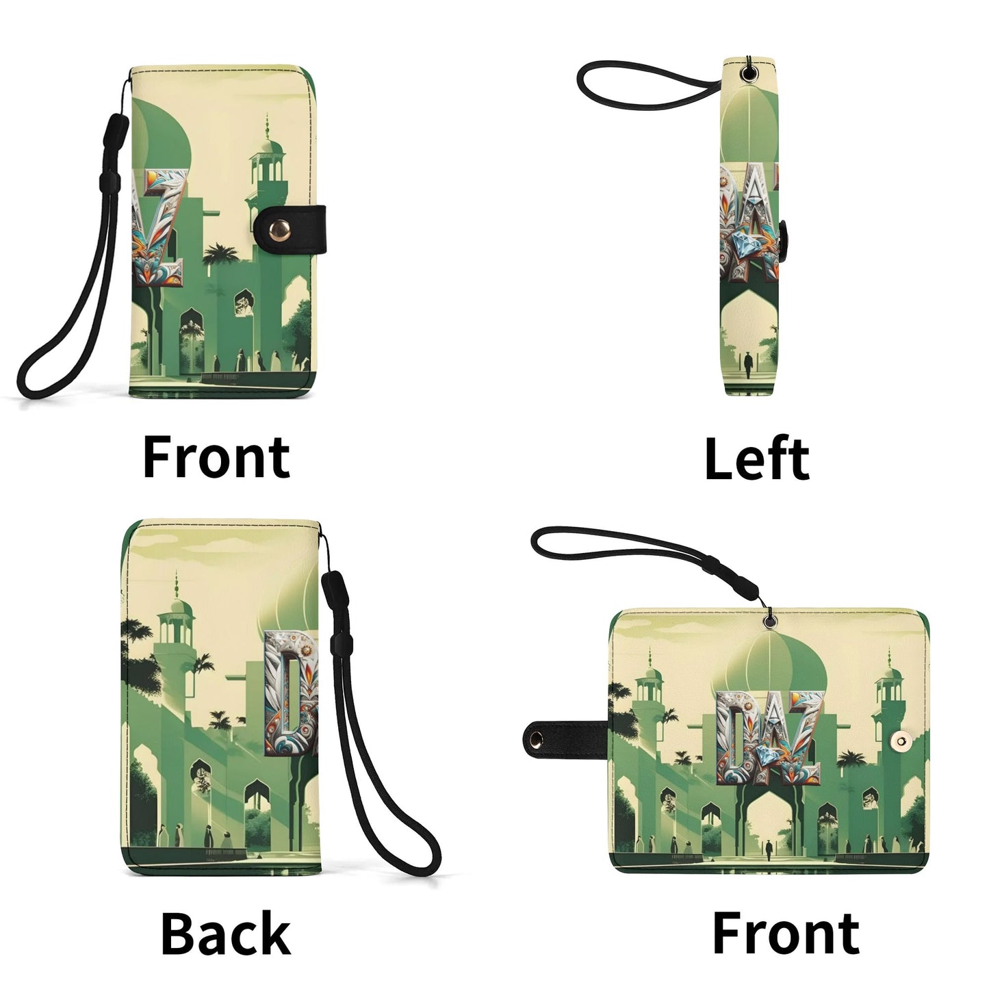 Funda con tapa de cuero sintético DAZ marrón para teléfono