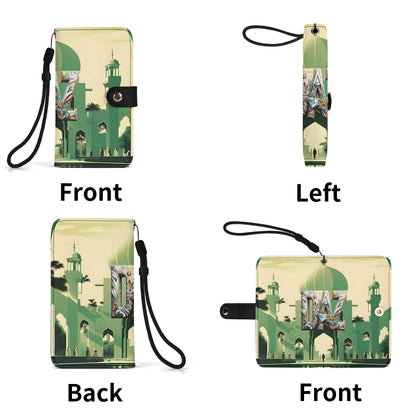 Funda con tapa de cuero sintético DAZ marrón para teléfono