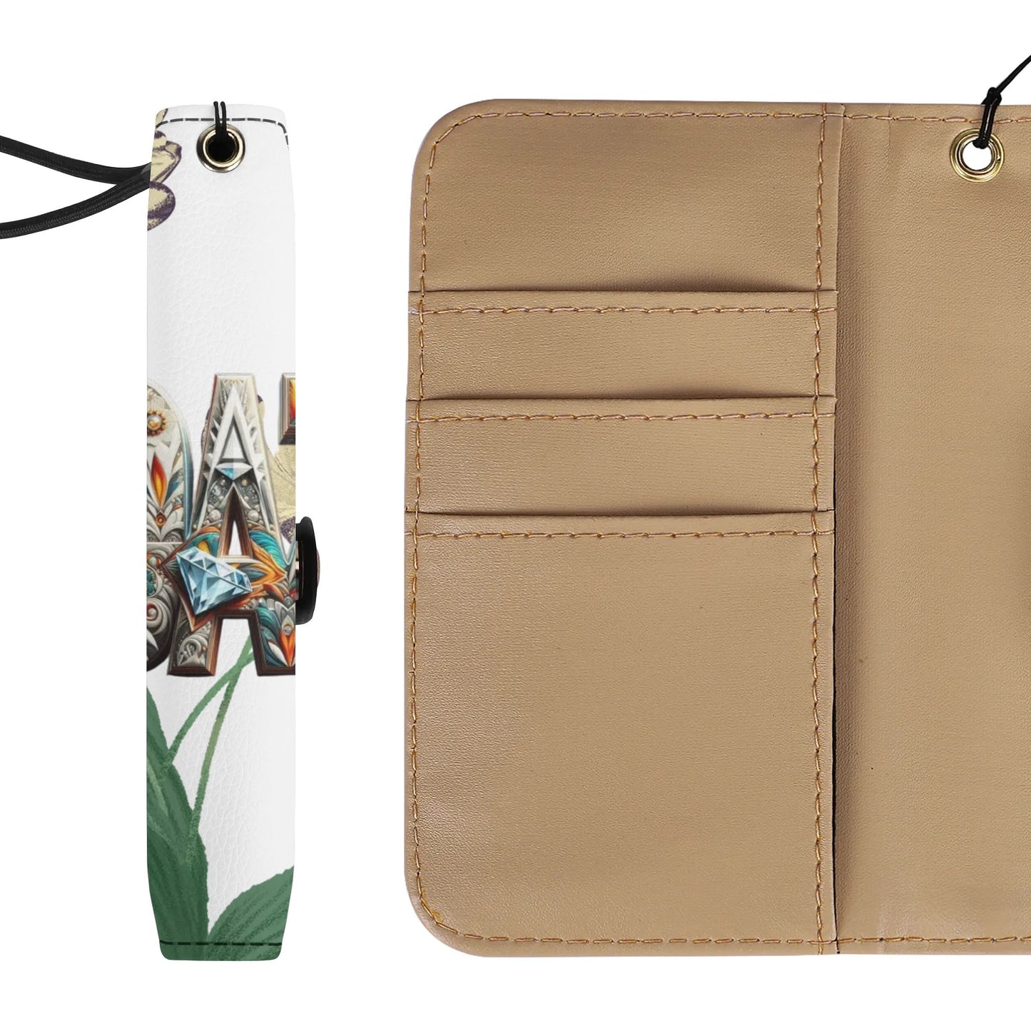 Funda con tapa de cuero sintético DAZ marrón para teléfono