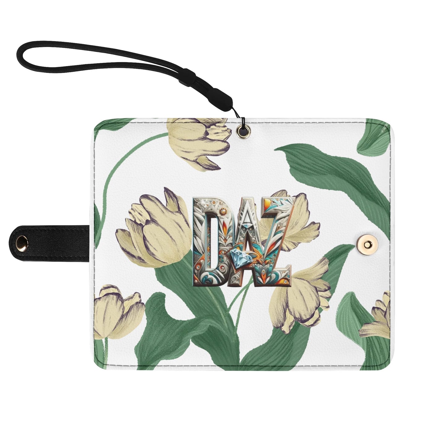 Funda con tapa de cuero sintético DAZ marrón para teléfono