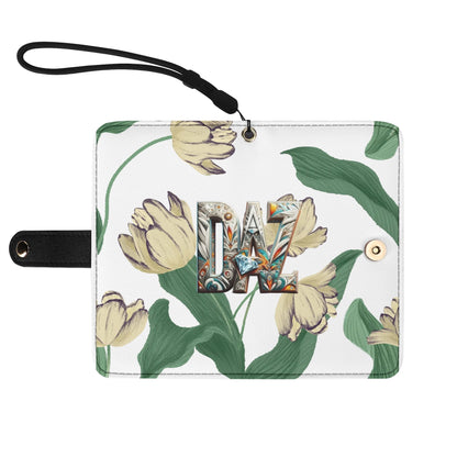 Funda con tapa de cuero sintético DAZ marrón para teléfono