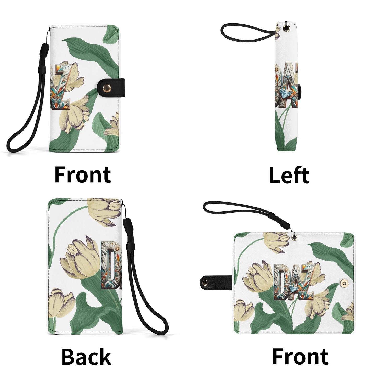 Funda con tapa de cuero sintético DAZ marrón para teléfono