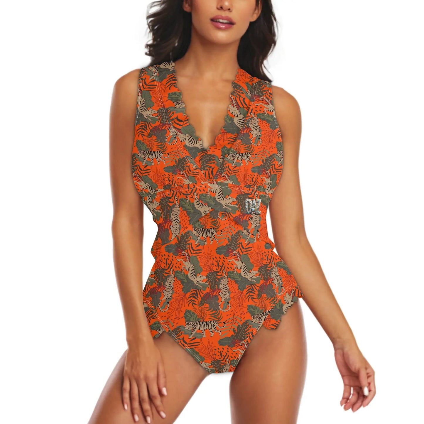 Traje de baño DAZ Luxury de una pieza con volantes y borde cruzado para mujer