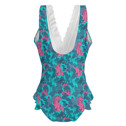 Traje de baño DAZ Luxury de una pieza con volantes y borde cruzado para mujer