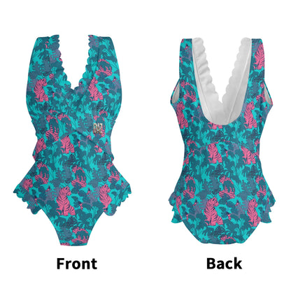 Traje de baño DAZ Luxury de una pieza con volantes y borde cruzado para mujer