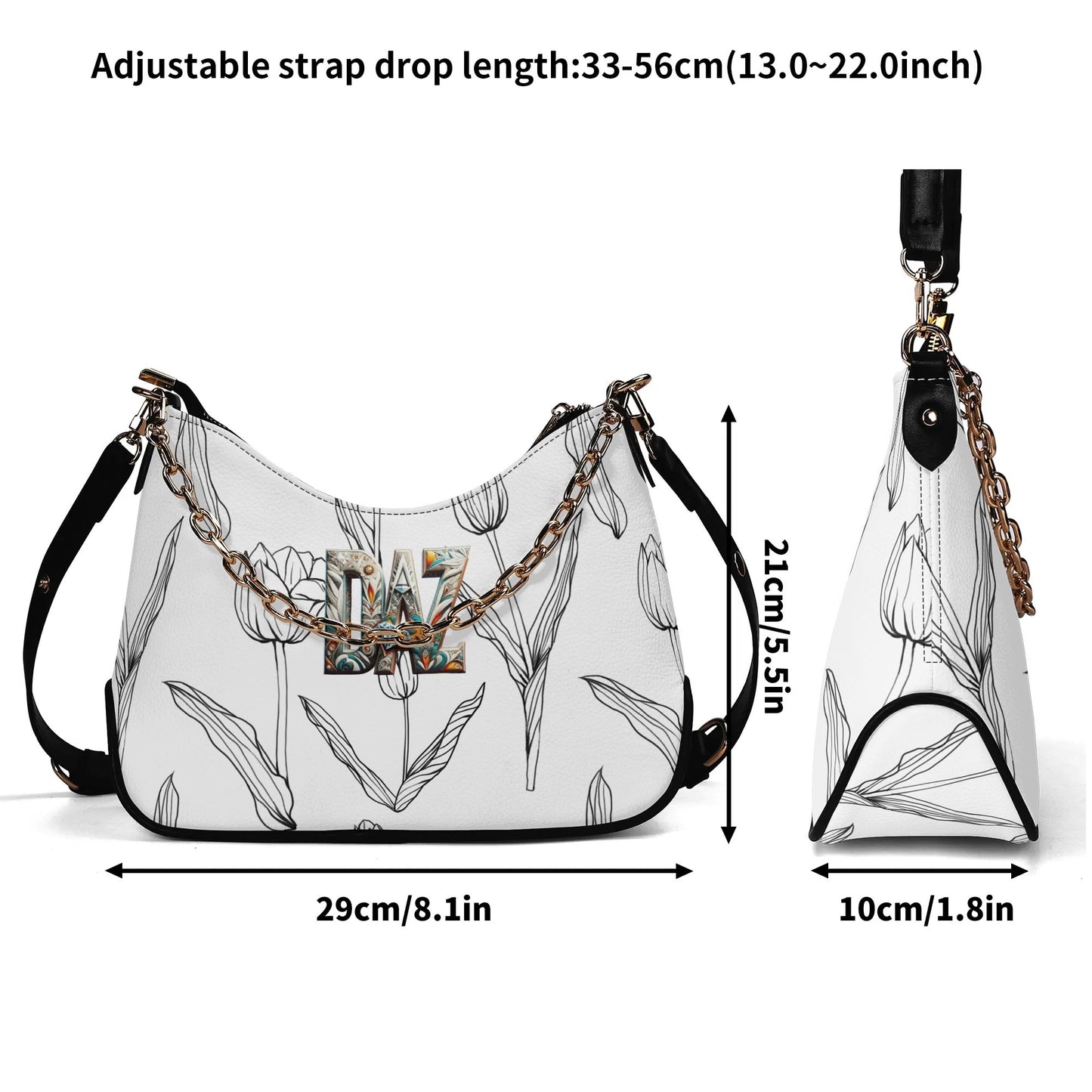 Bolso de hombro DAZ Luxury para mujer con decoración de cadena