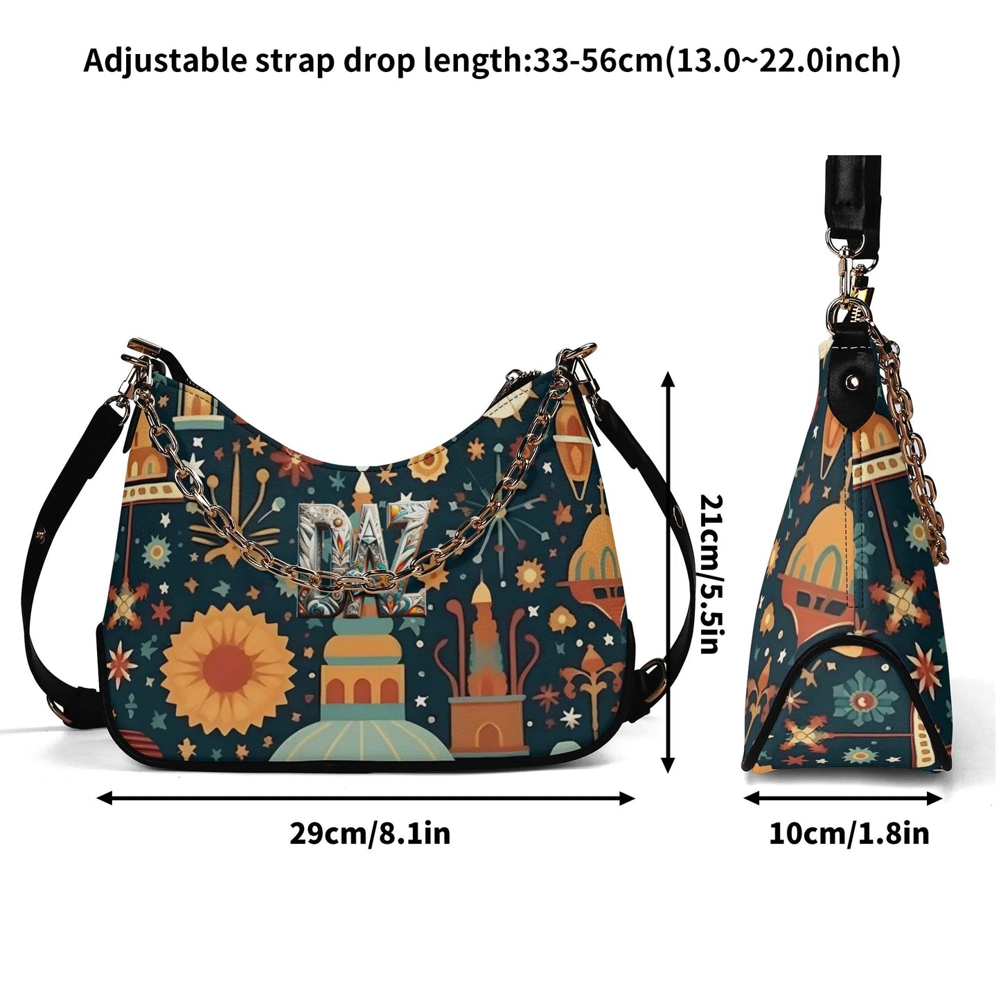 Bolso de hombro DAZ Luxury para mujer con decoración de cadena