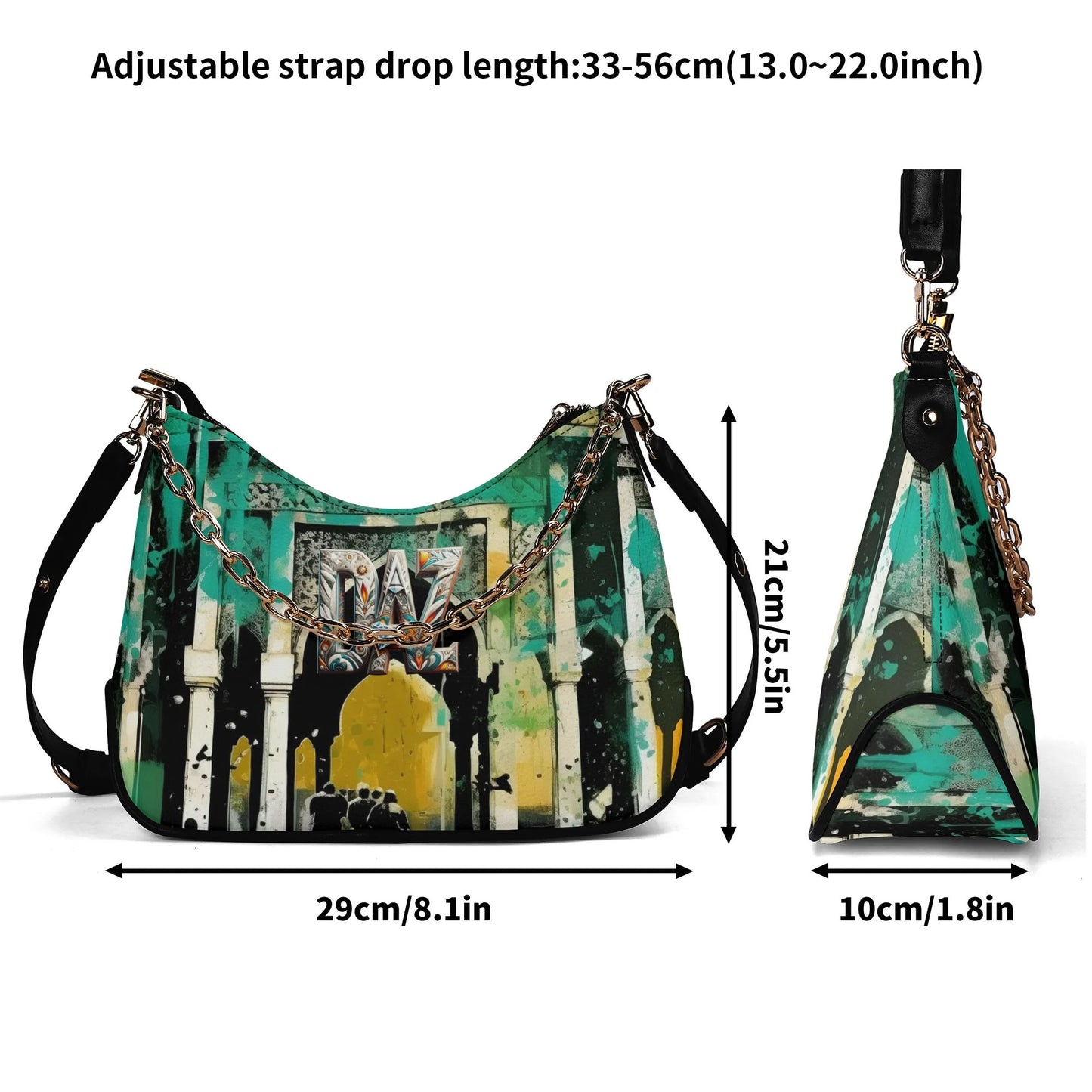 Bolso de hombro DAZ Luxury para mujer con decoración de cadena