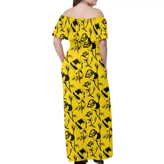 Vestido largo cruzado DAZ Luxury con hombros descubiertos para mujer