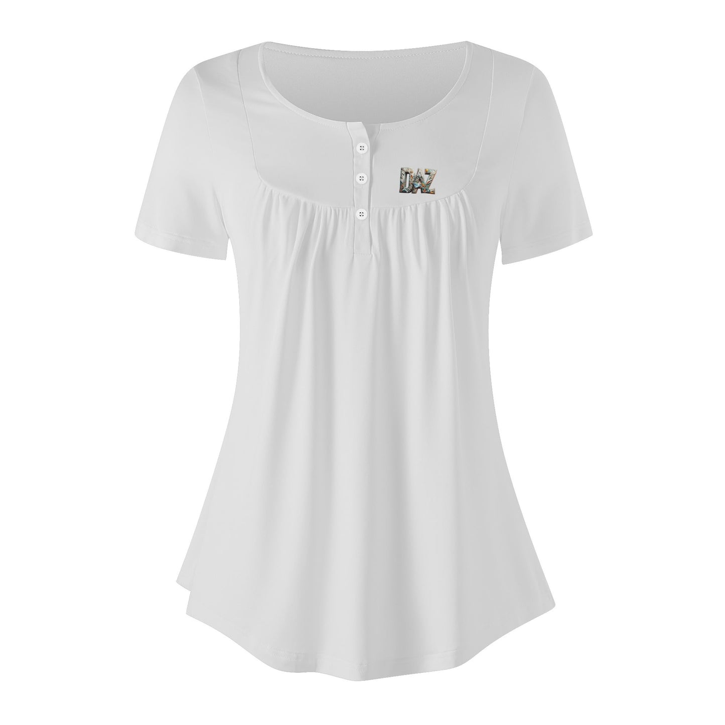 DAZ Premium Women's Short Sleeve Round Neck Loose Blouse