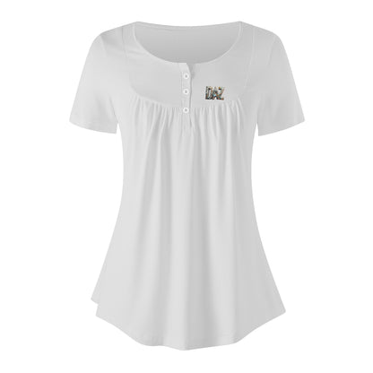 DAZ Premium Women's Short Sleeve Round Neck Loose Blouse