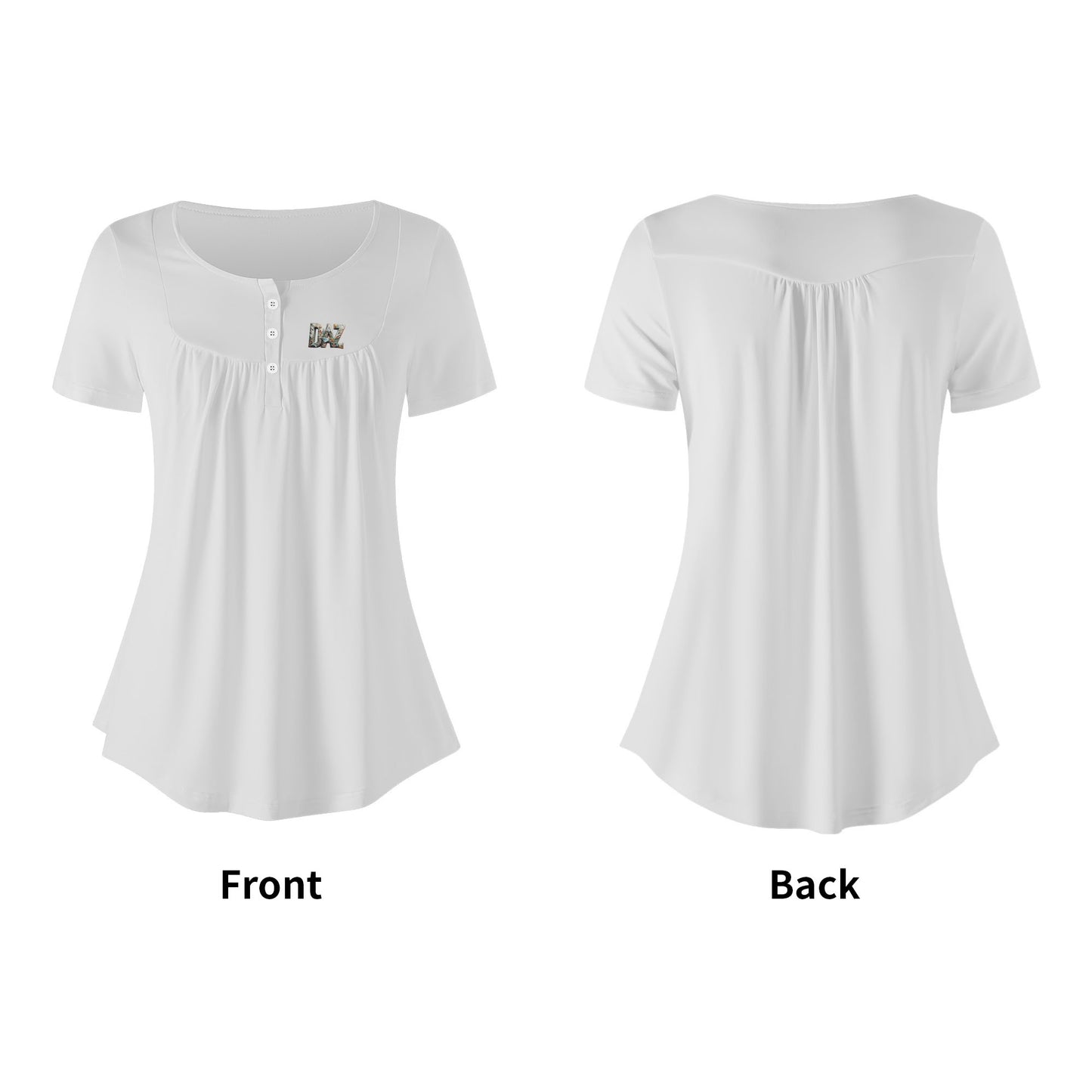 DAZ Premium Women's Short Sleeve Round Neck Loose Blouse
