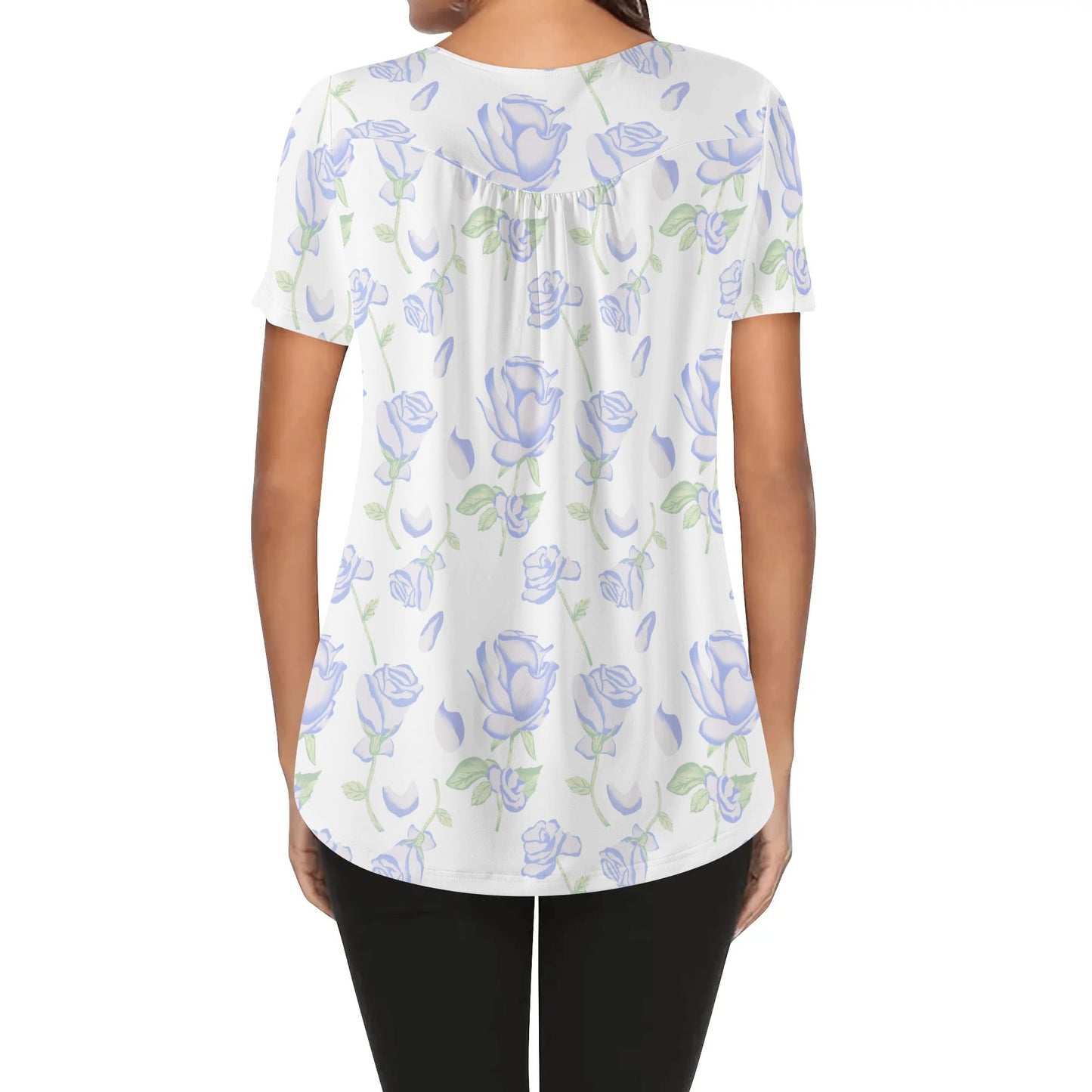 DAZ Premium Women's Short Sleeve Round Neck Loose Blouse