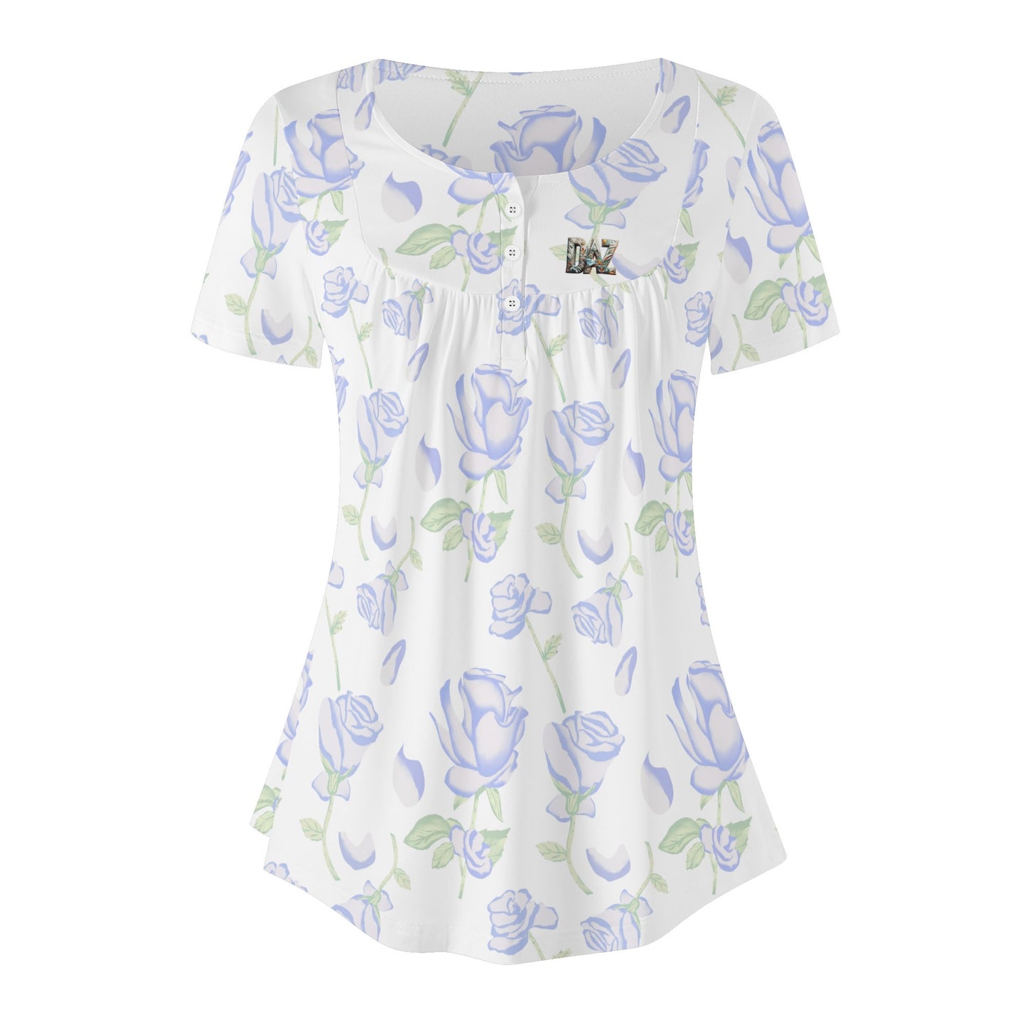 DAZ Premium Women's Short Sleeve Round Neck Loose Blouse