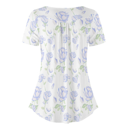 DAZ Premium Women's Short Sleeve Round Neck Loose Blouse