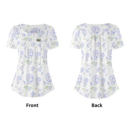 DAZ Premium Women's Short Sleeve Round Neck Loose Blouse